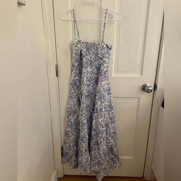 Reformation Monette Linen Dress Blue - Size 6 - Picture 6 of 6